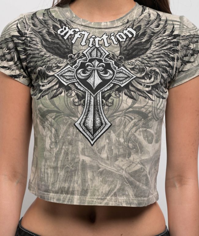 Affliction Ayala Camo Crop T-Shirt - thumbnail 3