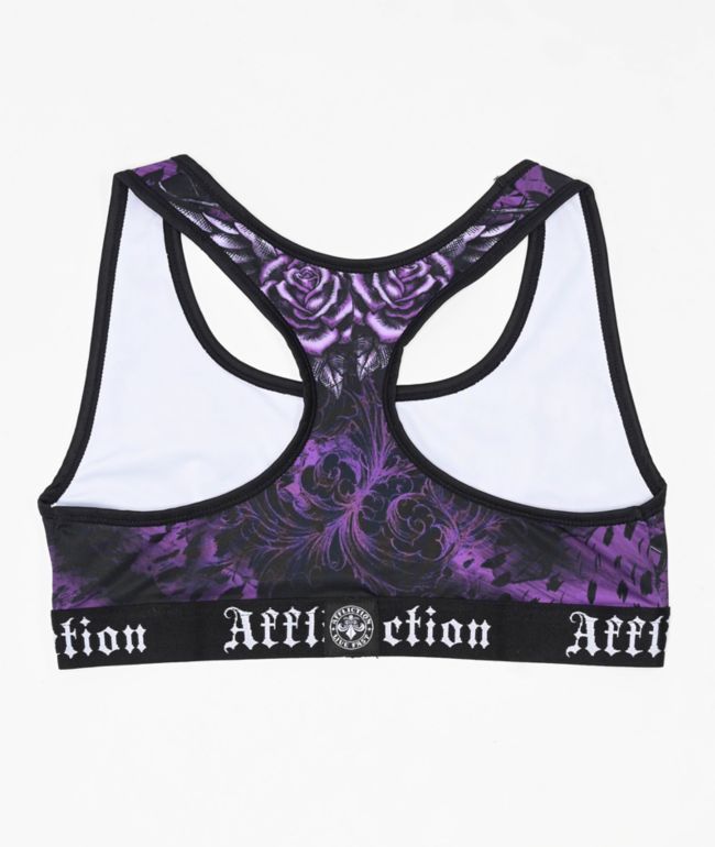 Affliction Carbon Purple Sports Bra - thumbnail 2