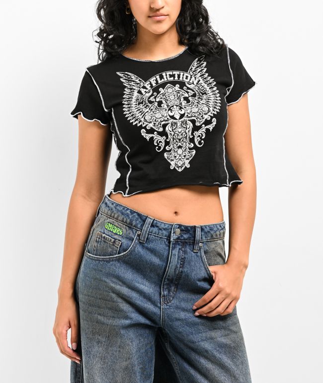 Affliction Congregation Black Crop T-Shirt