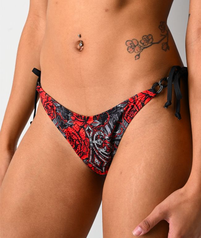 Affliction Crimson Temple Black Bikini Bottom - thumbnail 3