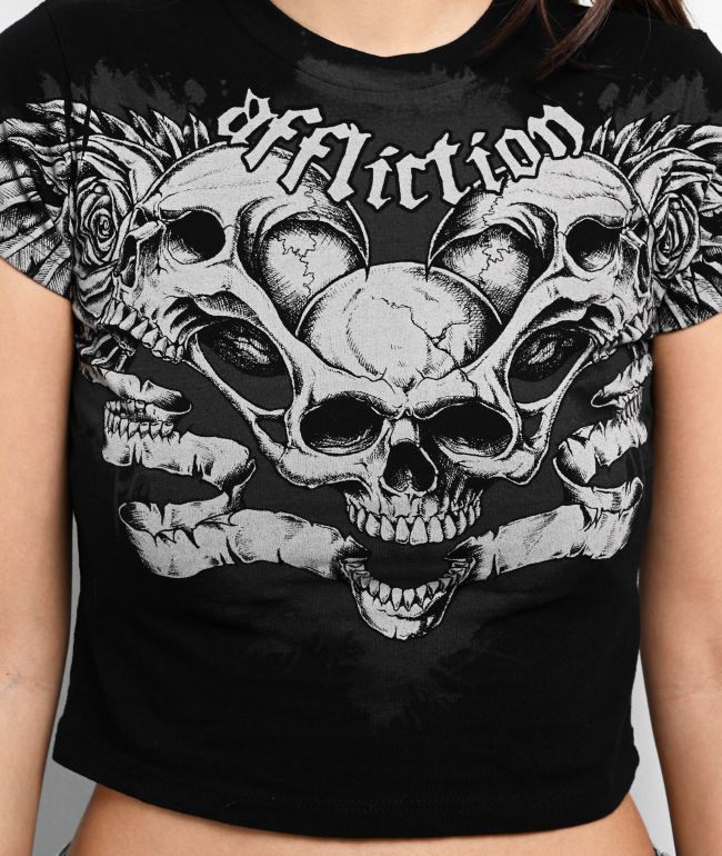 Affliction Dark Omen Black Crop T-Shirt - thumbnail 3