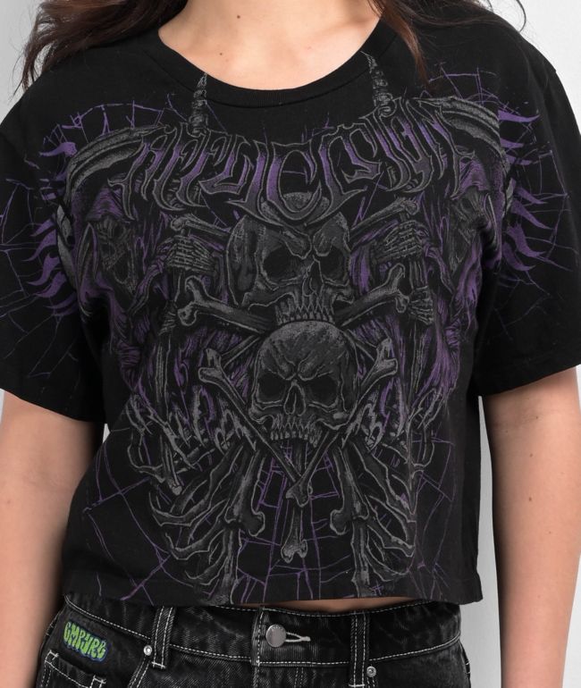 Affliction Darkness Falls Black Crop T-Shirt - thumbnail 3