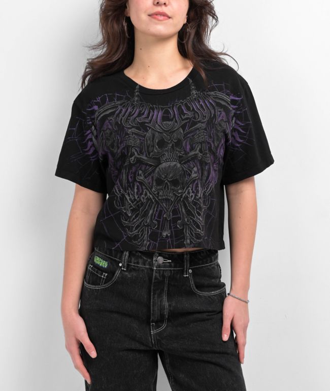 Affliction Darkness Falls Black Crop T-Shirt