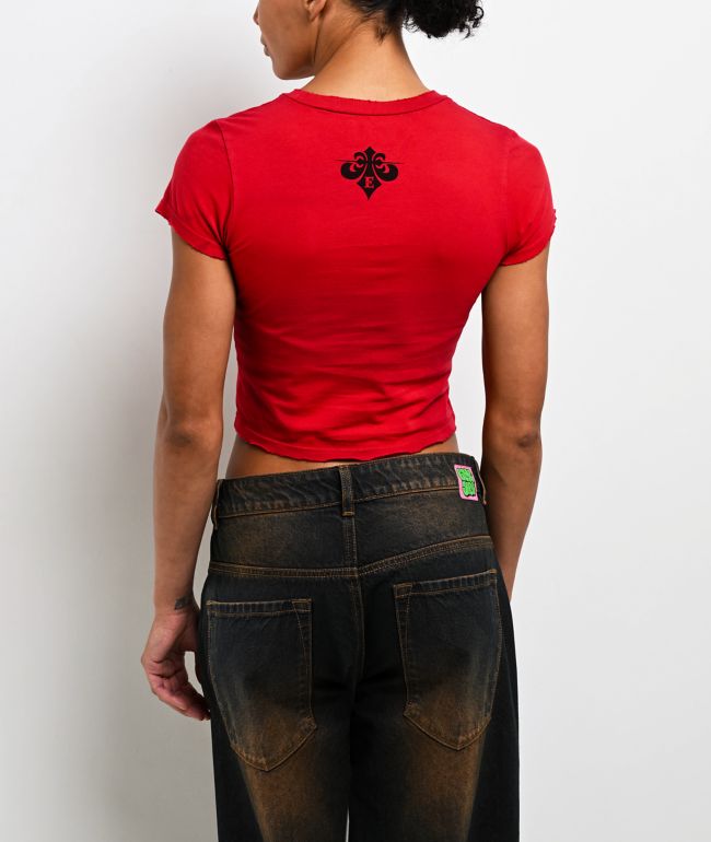 Affliction Dublin Smash Red Crop T-Shirt - thumbnail 2