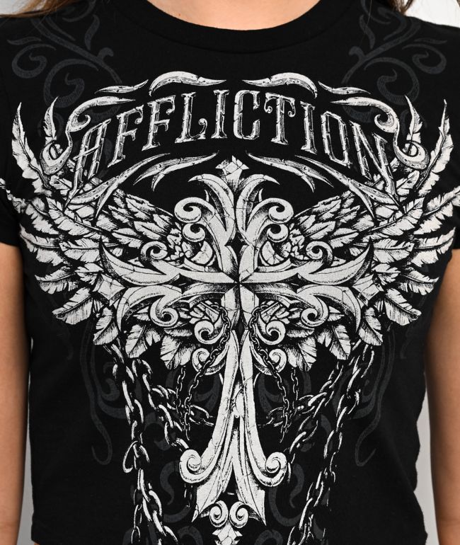 Affliction Empower Black Crop T-Shirt - thumbnail 3