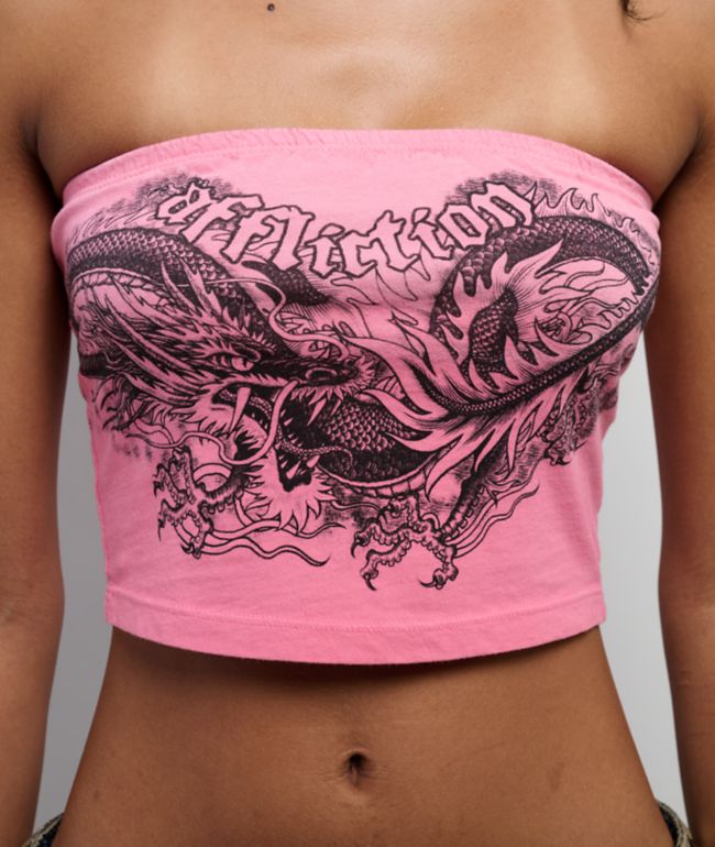 Affliction Flaming Dragon Pink Tube Top - thumbnail 3