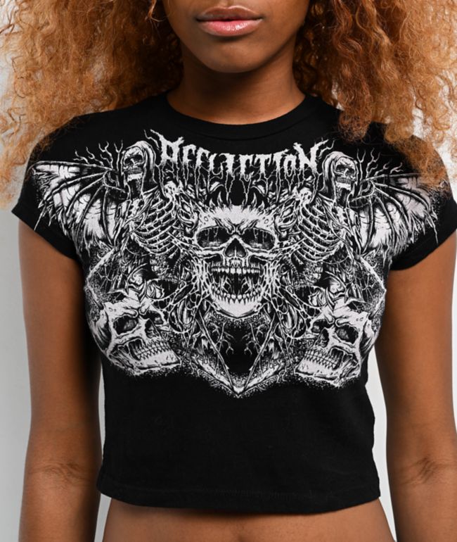 Affliction Horror Swarm Black Crop T-Shirt - thumbnail 3