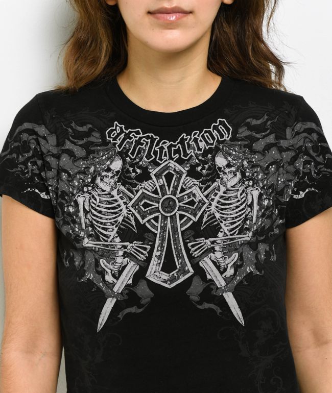 Affliction Inner Abyss Black Crop T-Shirt - thumbnail 3