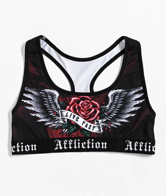Affliction Ion Black & Red Sports Bra