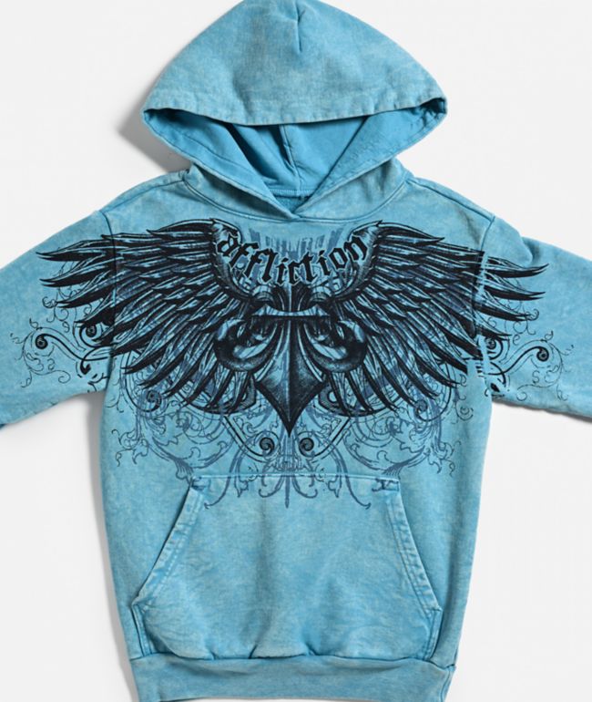 Affliction Kids Ice Blade Blue Wash Hoodie - thumbnail 3