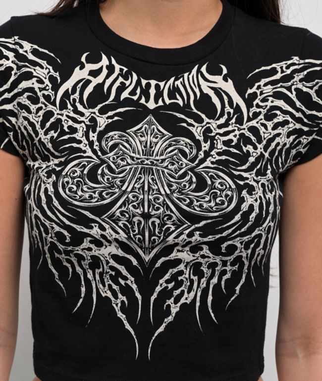Affliction Liquid Signify Black Crop T-Shirt - thumbnail 3