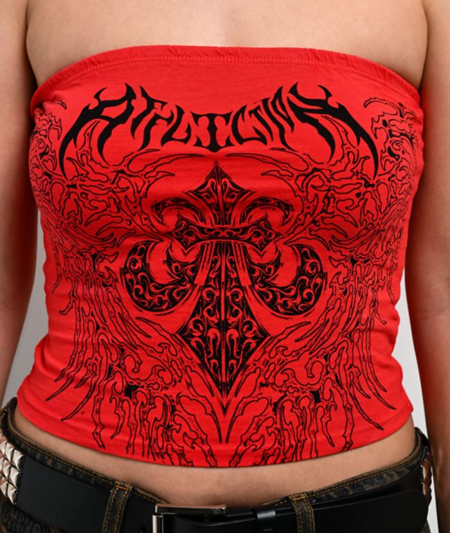 Affliction Liquid Signify Red Tube Top - thumbnail 3