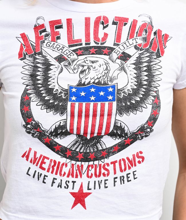 Affliction Live Fast White Crop T-Shirt - thumbnail 3