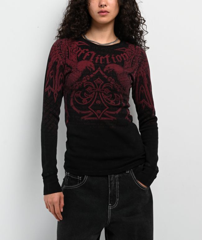 Affliction Skyward Crown Black Thermal Long Sleeve T-Shirt