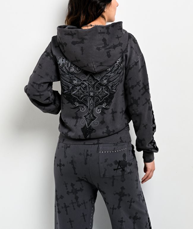 Affliction Stone Grail Grey Zip Hoodie - thumbnail 2