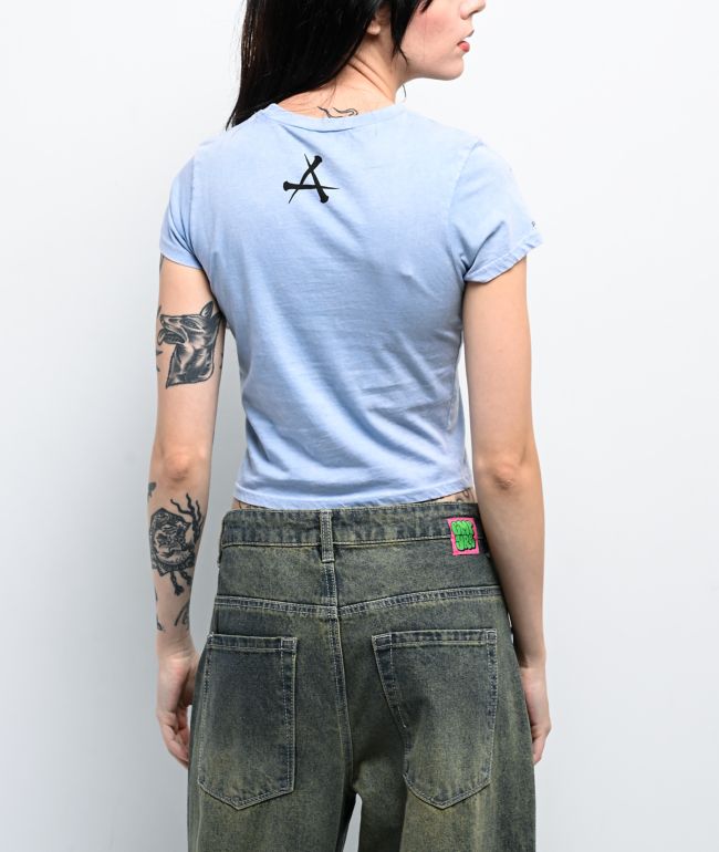 Affliction Superstition Blue Wash Crop T-Shirt - thumbnail 2