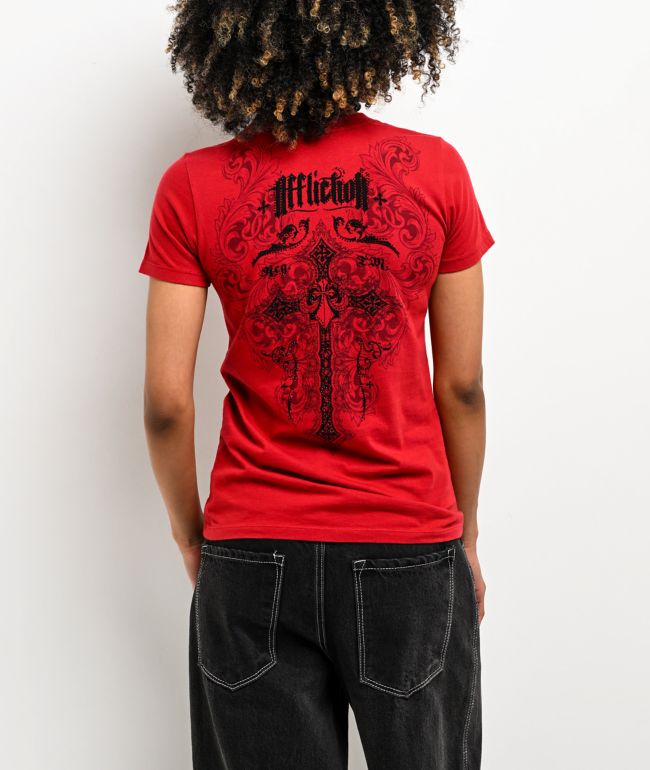 Affliction Syndic Rhinestone Red T-Shirt - thumbnail 2