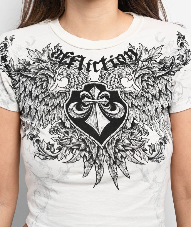 Affliction Wash White Crop T-Shirt - thumbnail 3