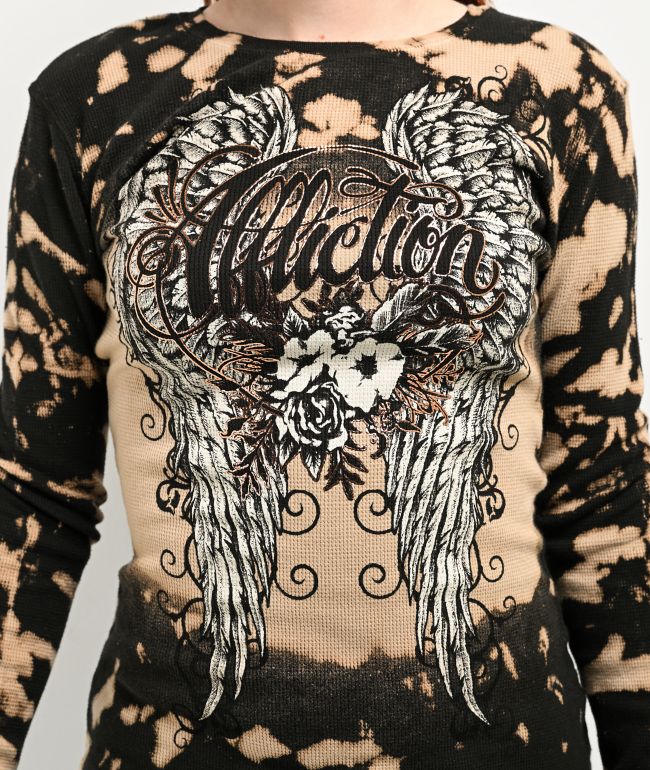 Affliction Wing Blossom Black Thermal Long Sleeve T-Shirt - thumbnail 3