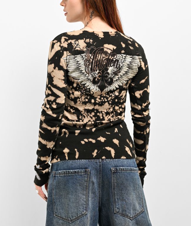 Affliction Wing Blossom Black Thermal Long Sleeve T-Shirt - thumbnail 2