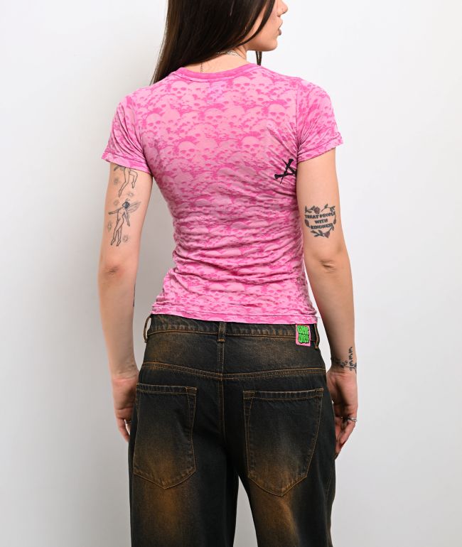 Affliction Winged Up Pink Burnout T-Shirt - thumbnail 2