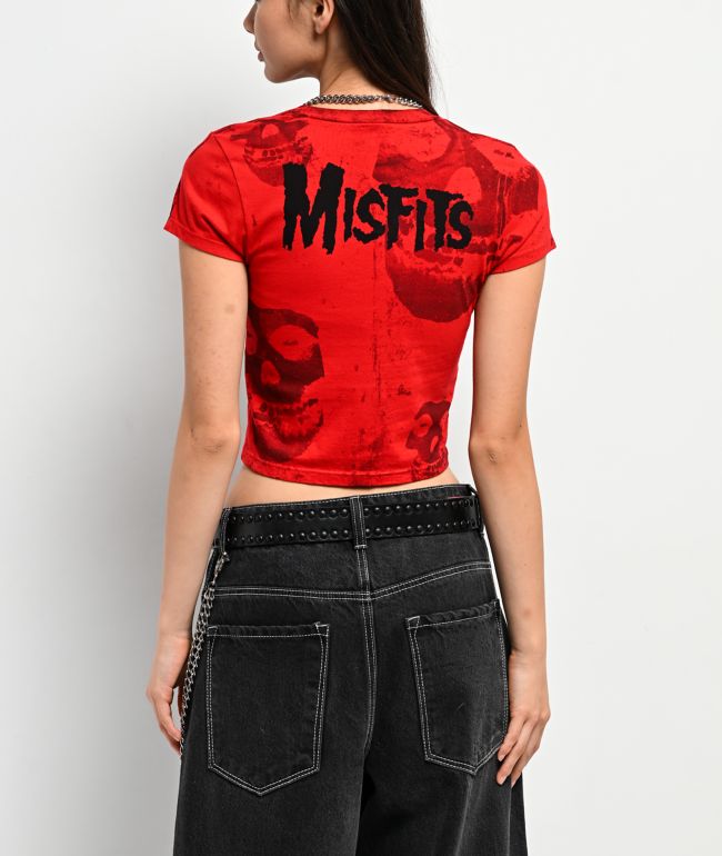 Affliction x Misfits Bat Red Crop T-Shirt - thumbnail 2