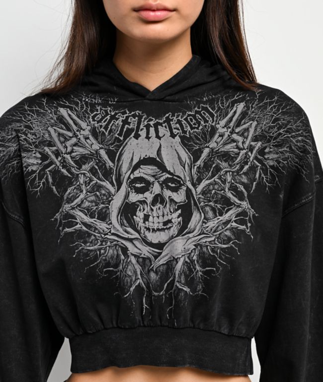 Affliction x Misfits Reaper Black Crop Hoodie - thumbnail 3