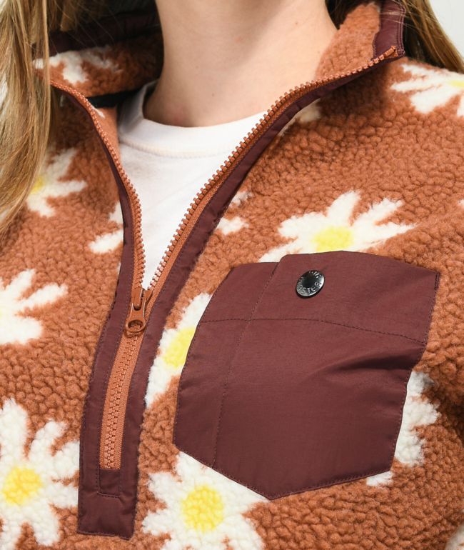 Airblaster Sherpa Rust Daisy Half Zip Fleece Jacket - thumbnail 3