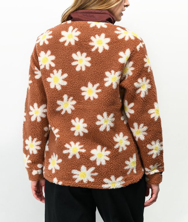 Airblaster Sherpa Rust Daisy Half Zip Fleece Jacket - thumbnail 2