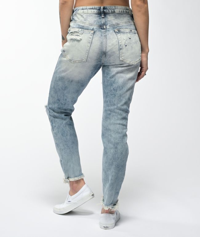 Almost Famous Acid Wash Denim Mom Jeans - thumbnail 2