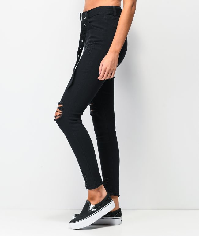 Almost Famous Belted Black Denim Jogger Pants - thumbnail 3
