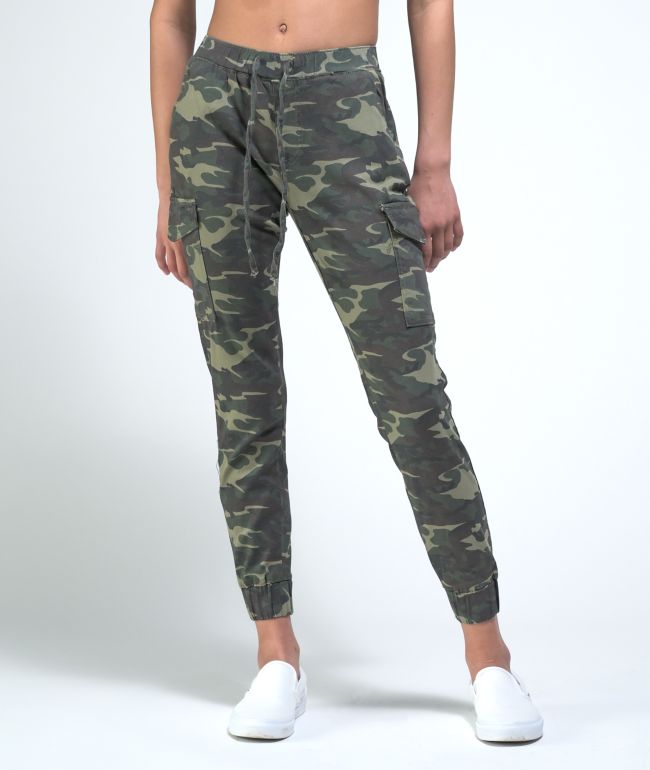 Almost Famous Green Camo Cargo Jogger Pants