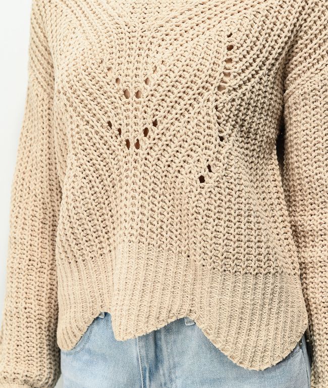 Almost Famous Nude Cable Mix Stitch Sweater - thumbnail 3