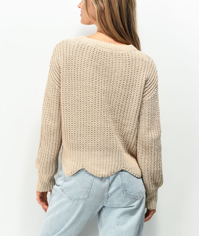 Almost Famous Nude Cable Mix Stitch Sweater - thumbnail 2