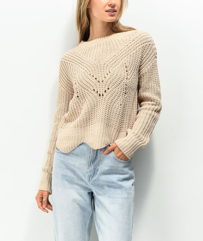 Almost Famous Nude Cable Mix Stitch Sweater