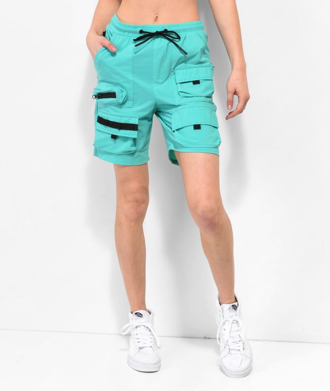 American Stitch Green Nylon Cargo Shorts