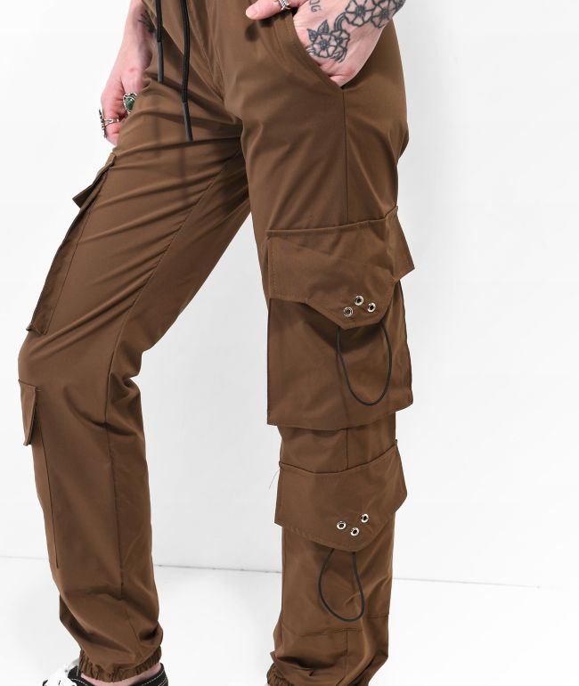 American Stitch Multi Pocket Brown Jogger Pants - thumbnail 3