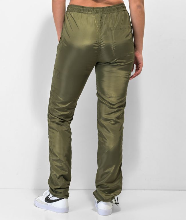 American Stitch Olive Satin Jogger Pants - thumbnail 2