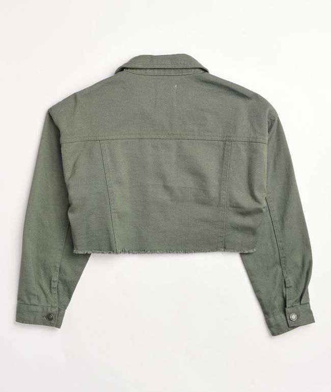 Angel Kiss Olive Crop Corduroy Jacket - thumbnail 2