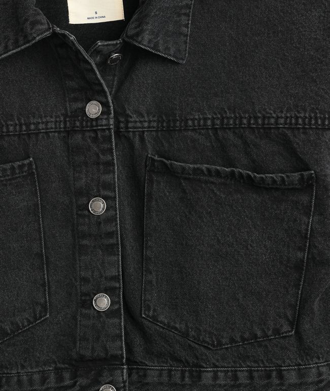 Angel Kiss Oversize Dark Wash Crop Denim Jacket - thumbnail 3