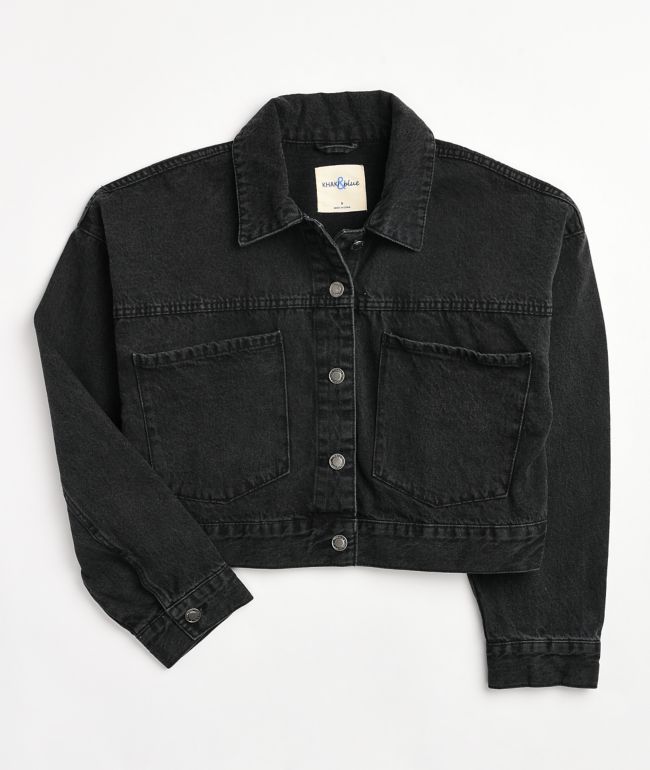 Angel Kiss Oversize Dark Wash Crop Denim Jacket
