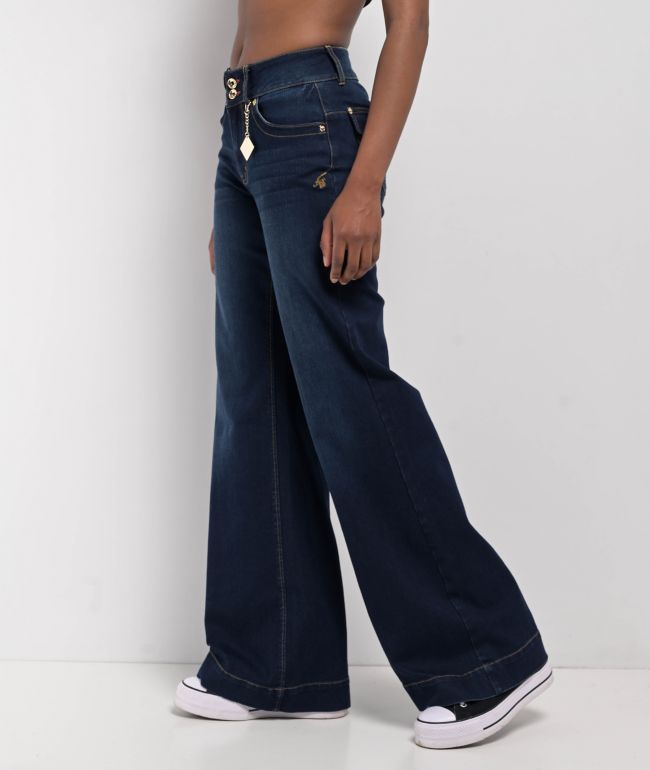 Apple Bottoms Forbidden Fit Blue Wide Leg Jeans - thumbnail 3