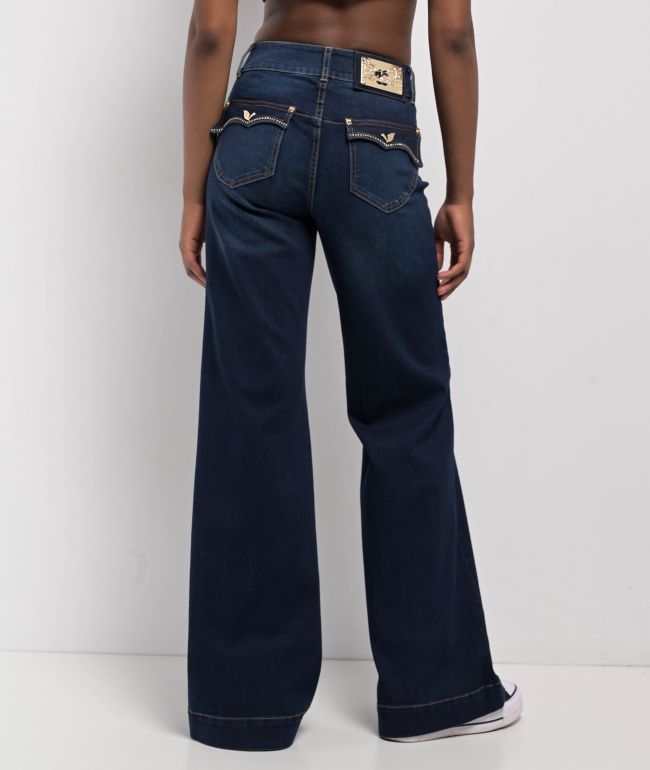 Apple Bottoms Forbidden Fit Blue Wide Leg Jeans - thumbnail 2