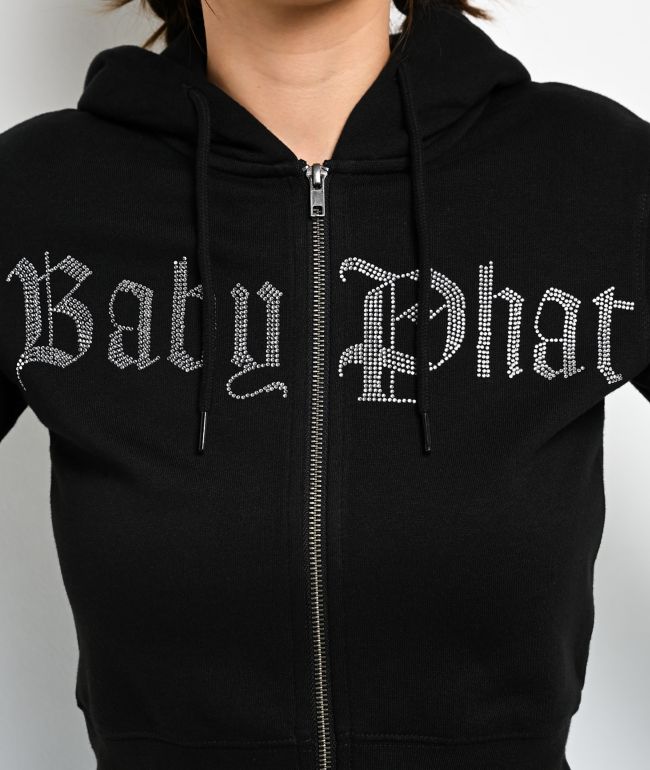 Baby Phat Old English Script Black Crop Zip Hoodie - thumbnail 3
