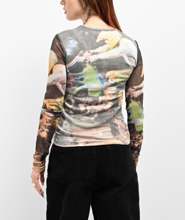 Basic Pleasure Mode Mudbunny Long Sleeve Mesh T-Shirt - thumbnail 2