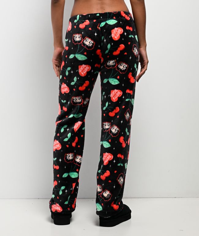 Betty Boop Cherry Black Plush Lounge Pants - thumbnail 2