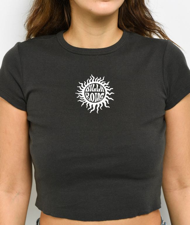 Billabong Bring The Sun Black Crop T-Shirt - thumbnail 3