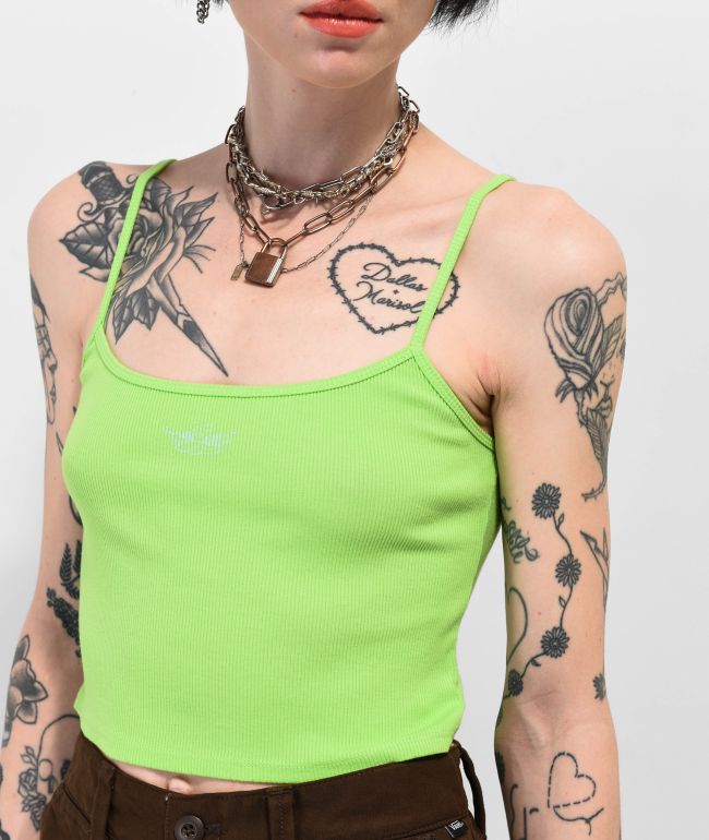 Boys Lie Lime Zest Green Crop Tank Top - thumbnail 3