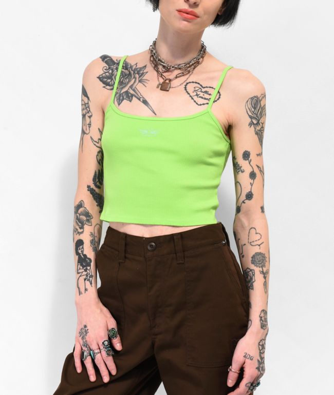 Boys Lie Lime Zest Green Crop Tank Top - thumbnail 2