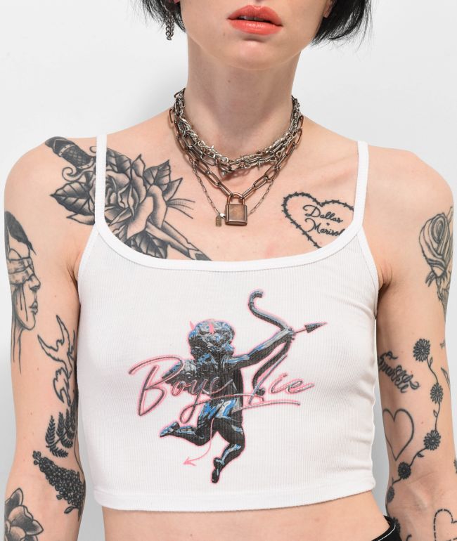 Boys Lie Metal White Crop Tank Top - thumbnail 3